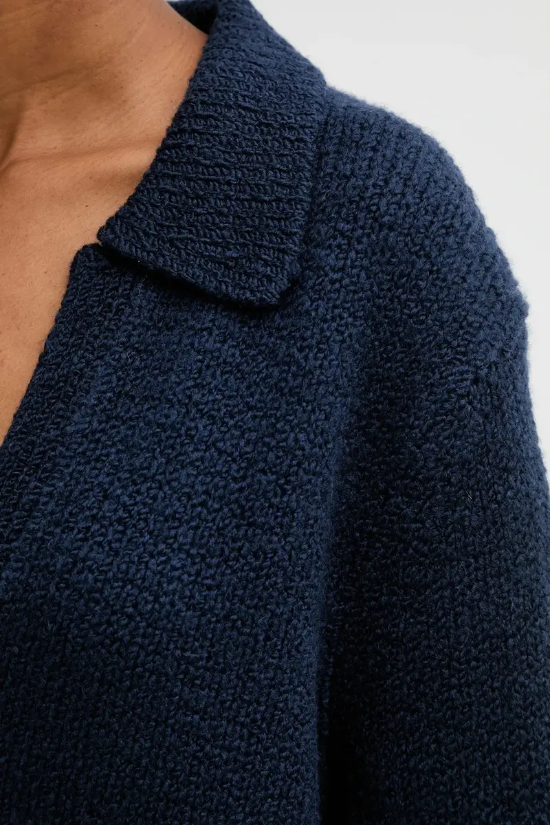 maglione in lana donna colore blu navy LV144D341G miniatura 5