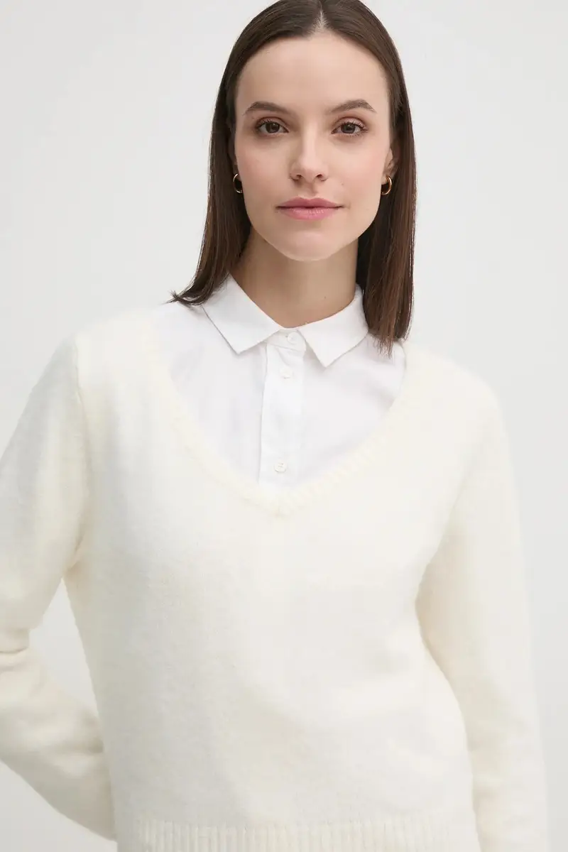 maglione in misto lana donna colore bianco J20J224801 Beige miniatura 4