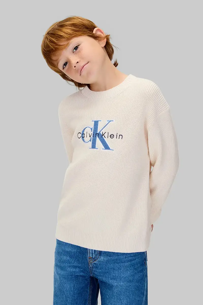 maglione per bambini con misto lana colore beige IB0IB02598