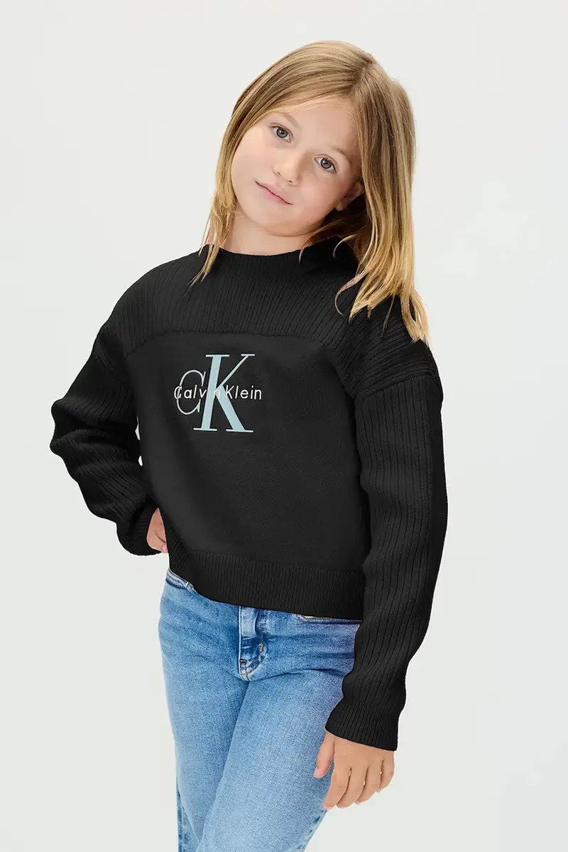 maglione per bambini con misto lana colore nero IG0IG03046