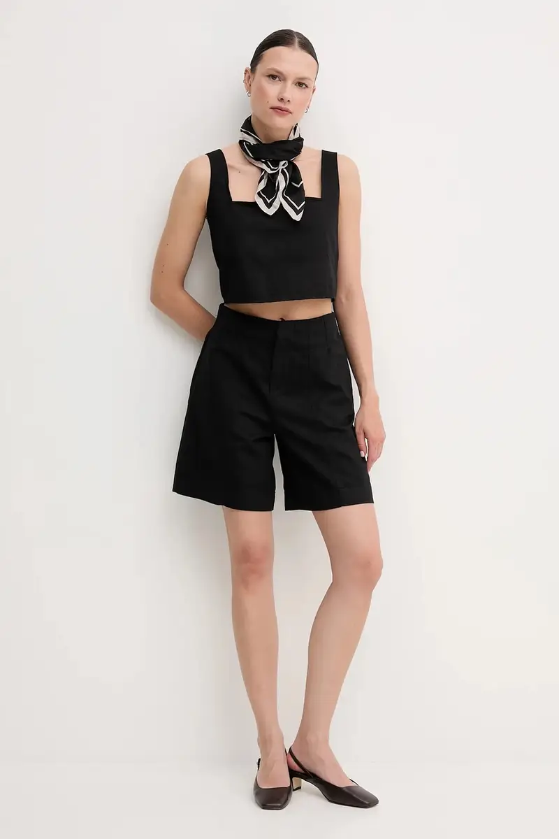 pantaloncini in lino misto colore nero J20J225219 miniatura 2