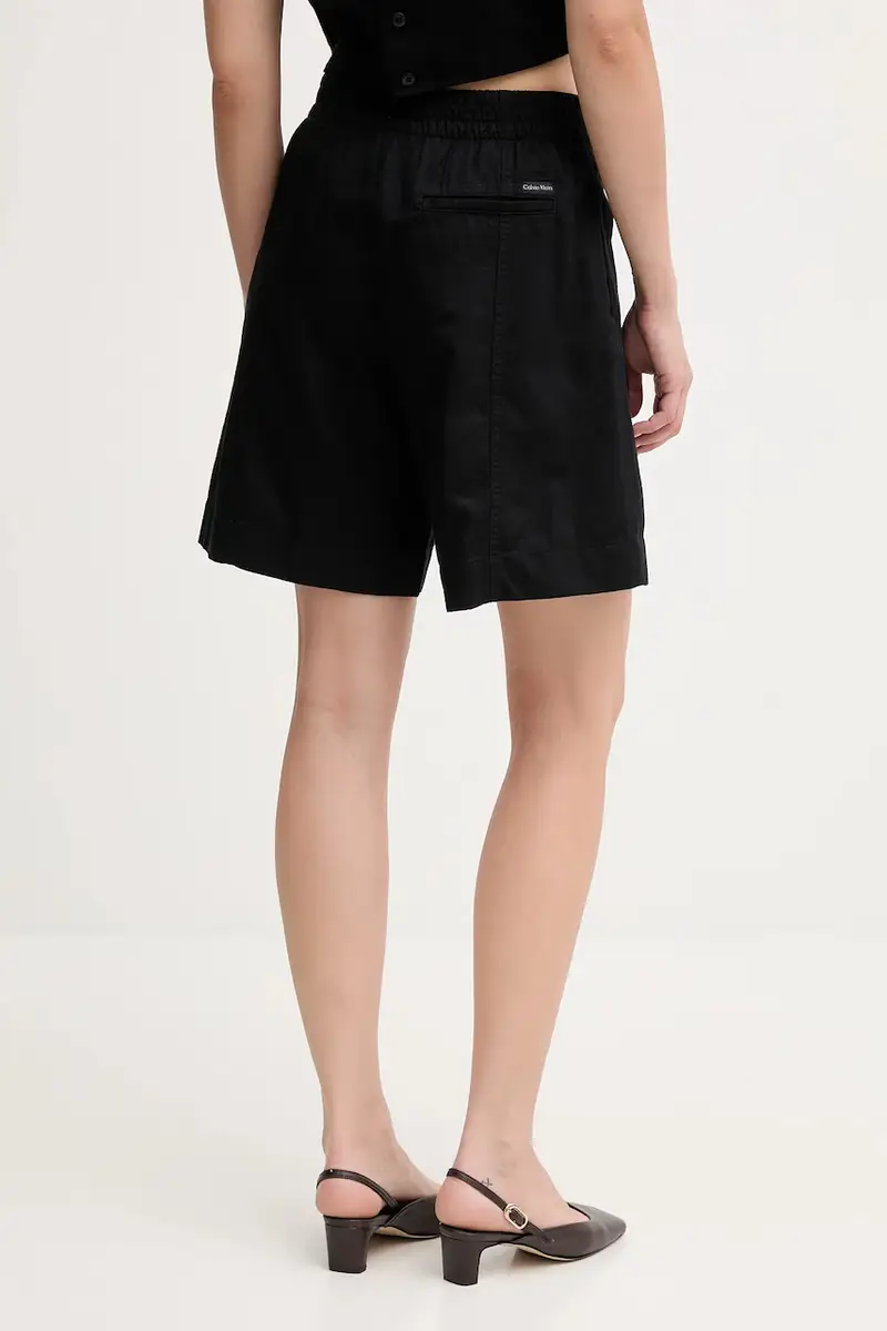 pantaloncini in lino misto colore nero J20J225219 miniatura 3