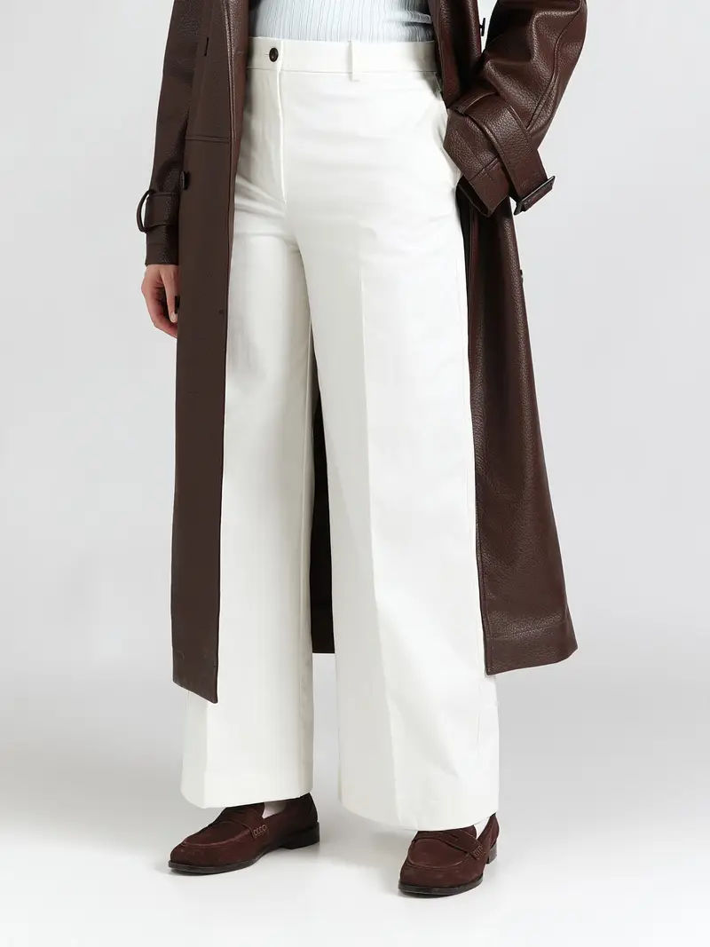 Pantaloni con piega frontale bianco miniatura 2