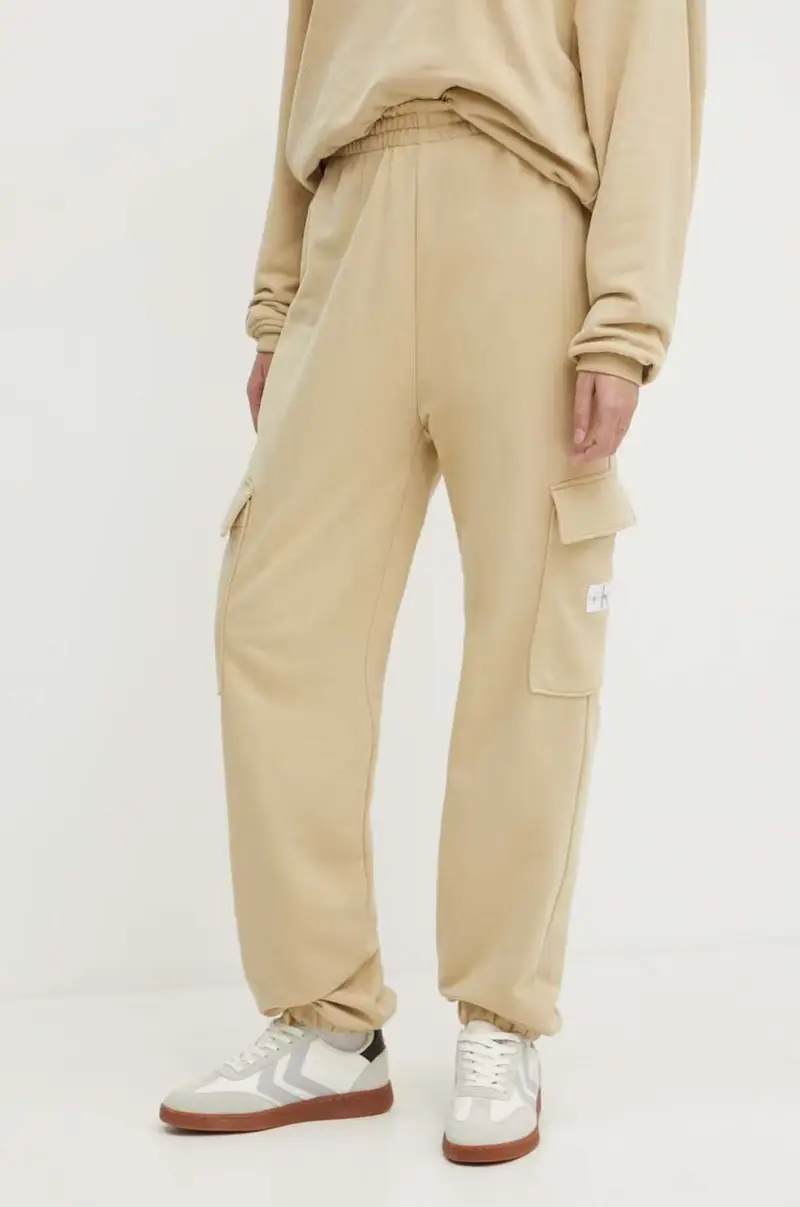 pantaloni da jogging in cotone colore beige J20J223589