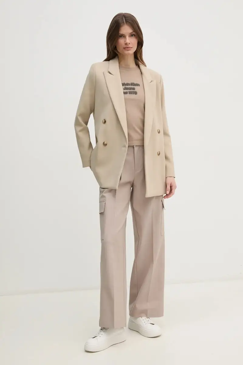 pantaloni donna colore beige J20J224848 miniatura 2