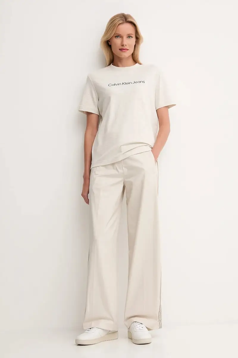 pantaloni in cotone donna colore beige LV044D612G miniatura 2