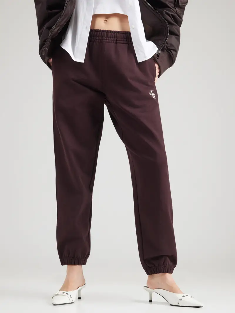 Pantaloni melanzana / bianco miniatura 2