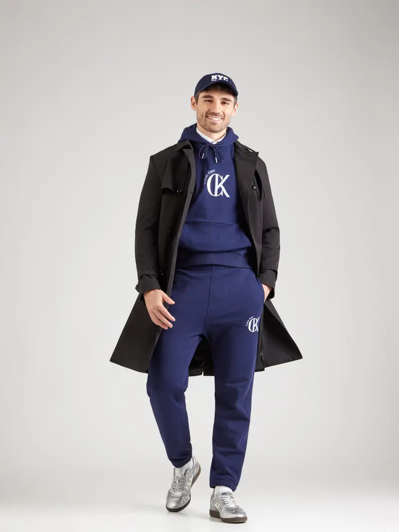 Pantaloni navy / blu pastello / bianco miniatura 3