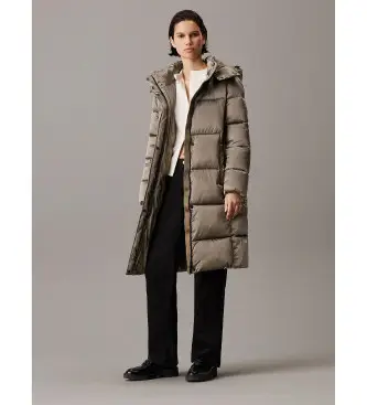 per donna J20J224617 Piumino in raso verde lucido (S), Casual, Nylon riciclato