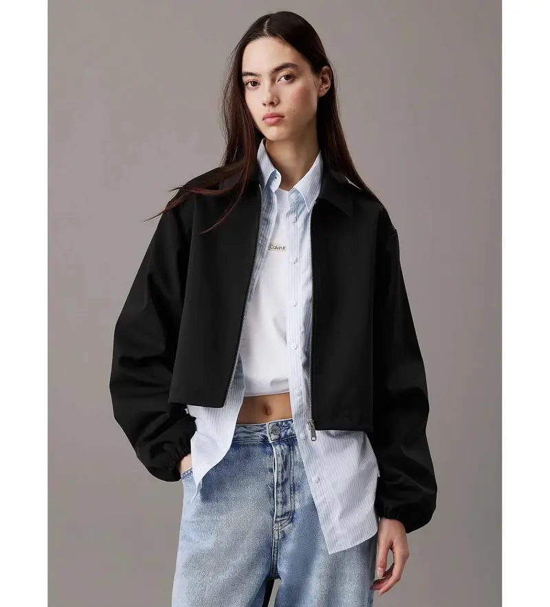 per donna J20J225213 Giacca corta in nylon tecnico morbido nero (L), Casual, Poliamide