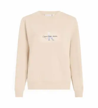 per donna J20J225360 Felpa con monogramma beige (M), Casual, Cotone