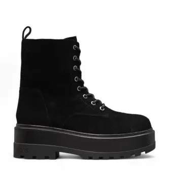 per donna YW0YW01554 Stivaletti in pelle nera stile militare (37), Nero, 1 a 3 cm, Stringhe, Casual