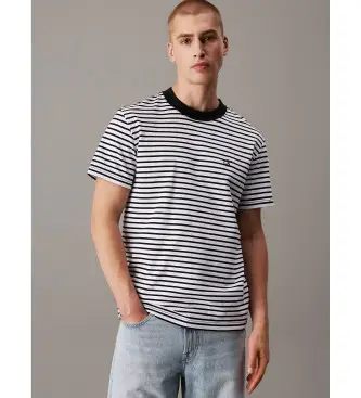 per uomo J30J326683 T-shirt bianca con monogramma in maglia spessa (M), Bianco, Casual, Cotone, Manica corta