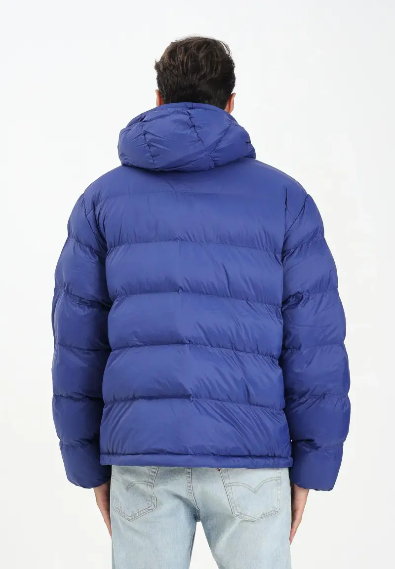 Piumino blu da uomo con logo miniatura 3