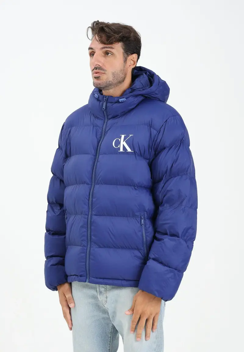 Piumino blu da uomo con logo