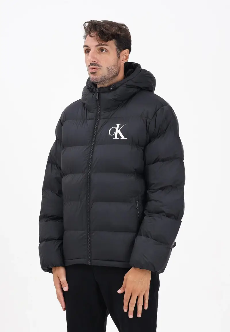 Piumino nero da uomo con logo