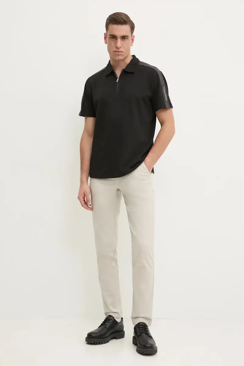 polo in cotone colore nero J30J327240 miniatura 2