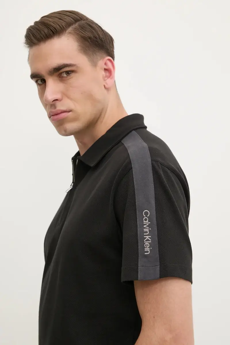 polo in cotone colore nero J30J327240 miniatura 4