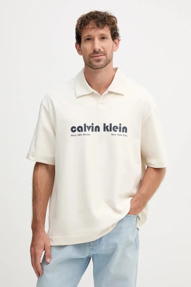 Calvin Klein Jeans Polo Uomo Beige 3123442