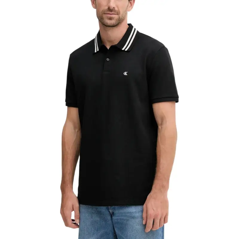 Polo Uomo Nera Maniche Corte Cotone Calvin Klein Jeans - black / S