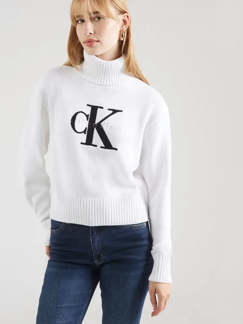 Pullover 'Chenille' nero / bianco miniatura 3