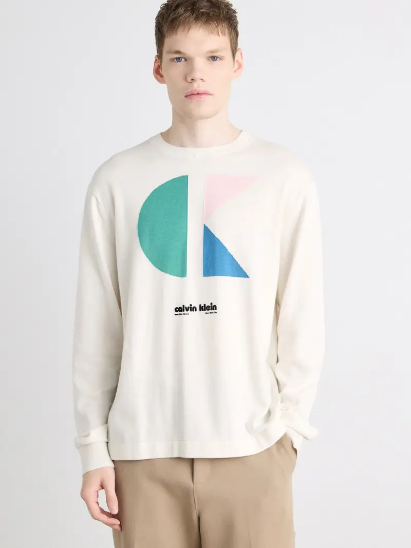 Pullover écru / blu reale / giada / rosa Écru miniatura 2