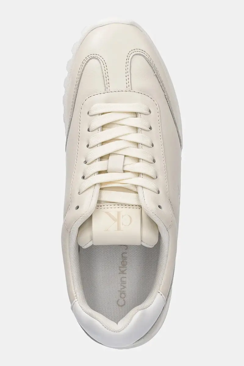 sneakers in pelle LOW PROFILE RUNNER donna colore beige YW0YW01751 miniatura 4