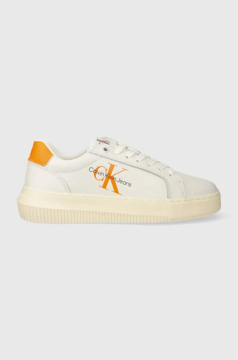 sneakers in pelle YW0YW00823 CHUNKY CUPSOLE MONOLOGO W colore bianco Beige