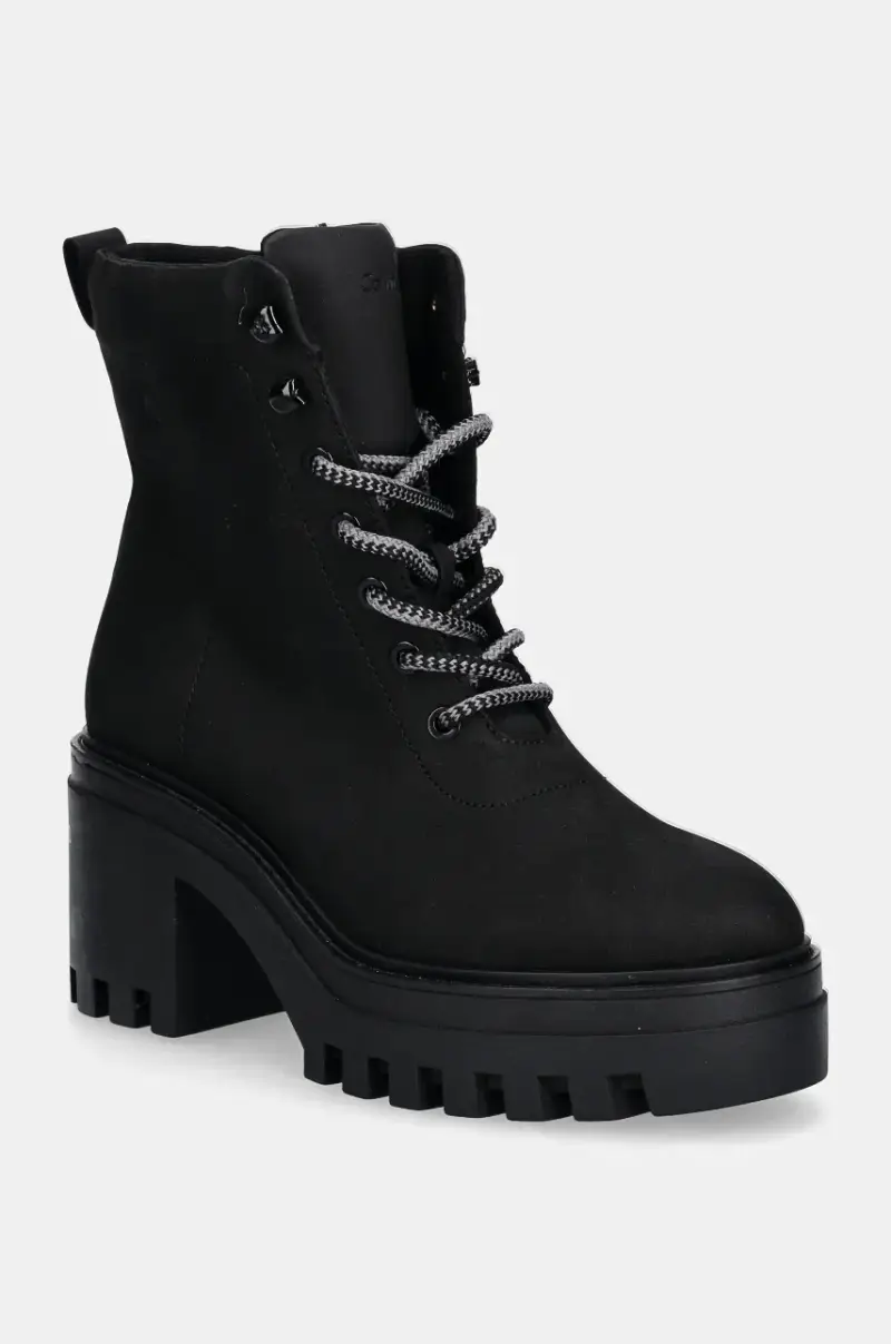 stivaletti alla caviglia CHUNKY HEELED ZIP BOOT LTH Nero