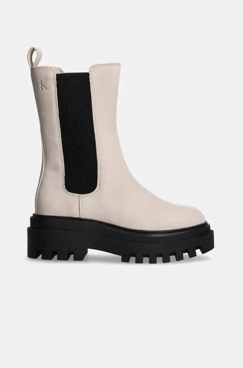 stivaletti in nabuck FLATFORM CHELSEA BOOT MG NB colore beige YW0YW01684 miniatura 2