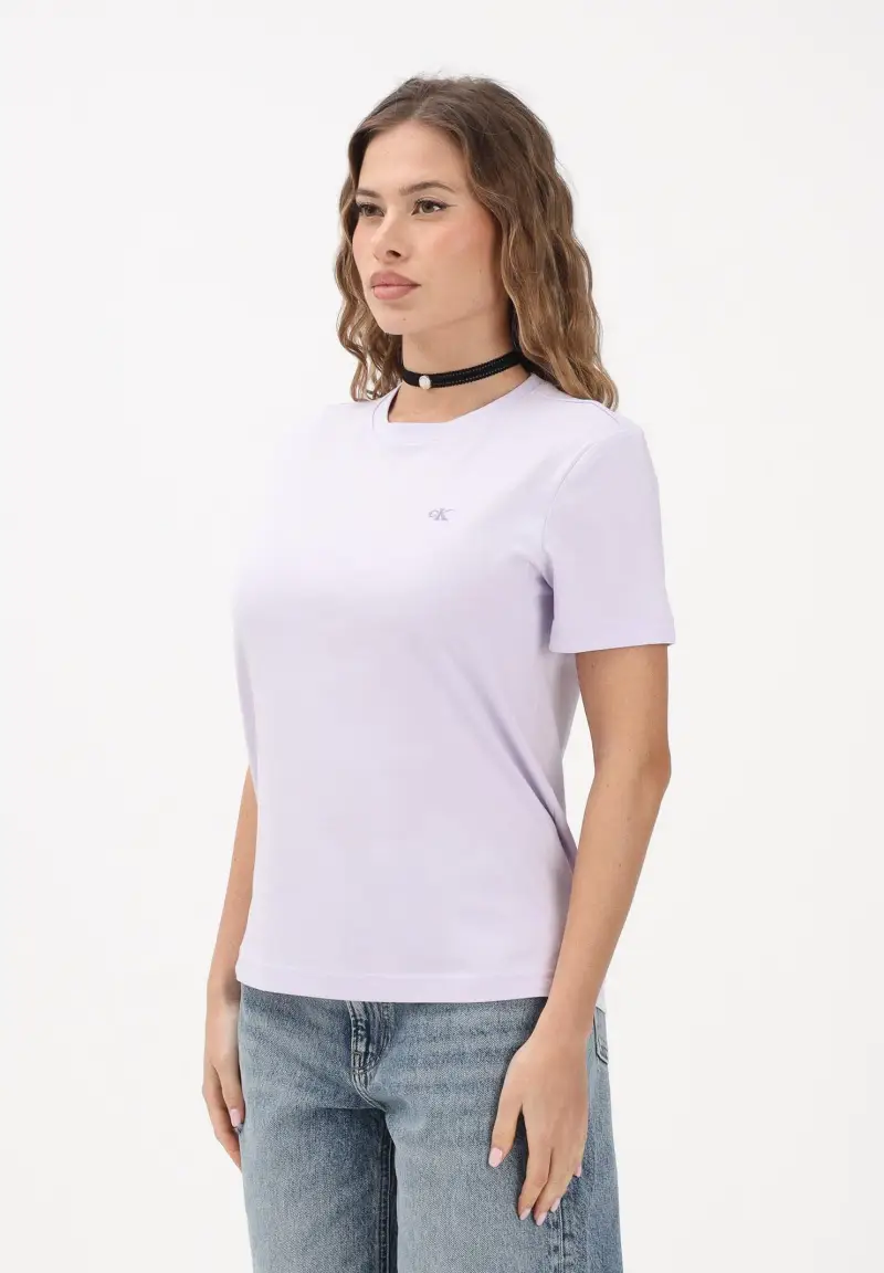 T-shirt a manica corta lilla da donna con logo