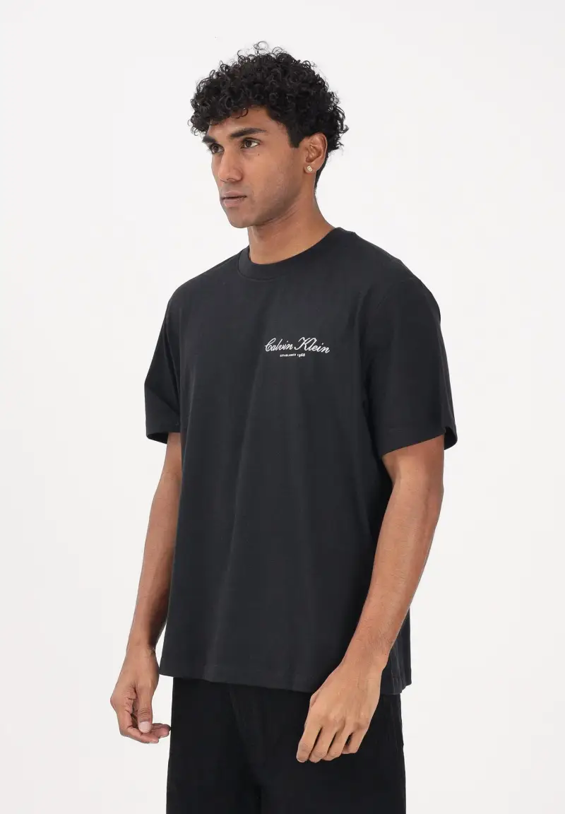 T-shirt a manica corta nera da uomo con logo