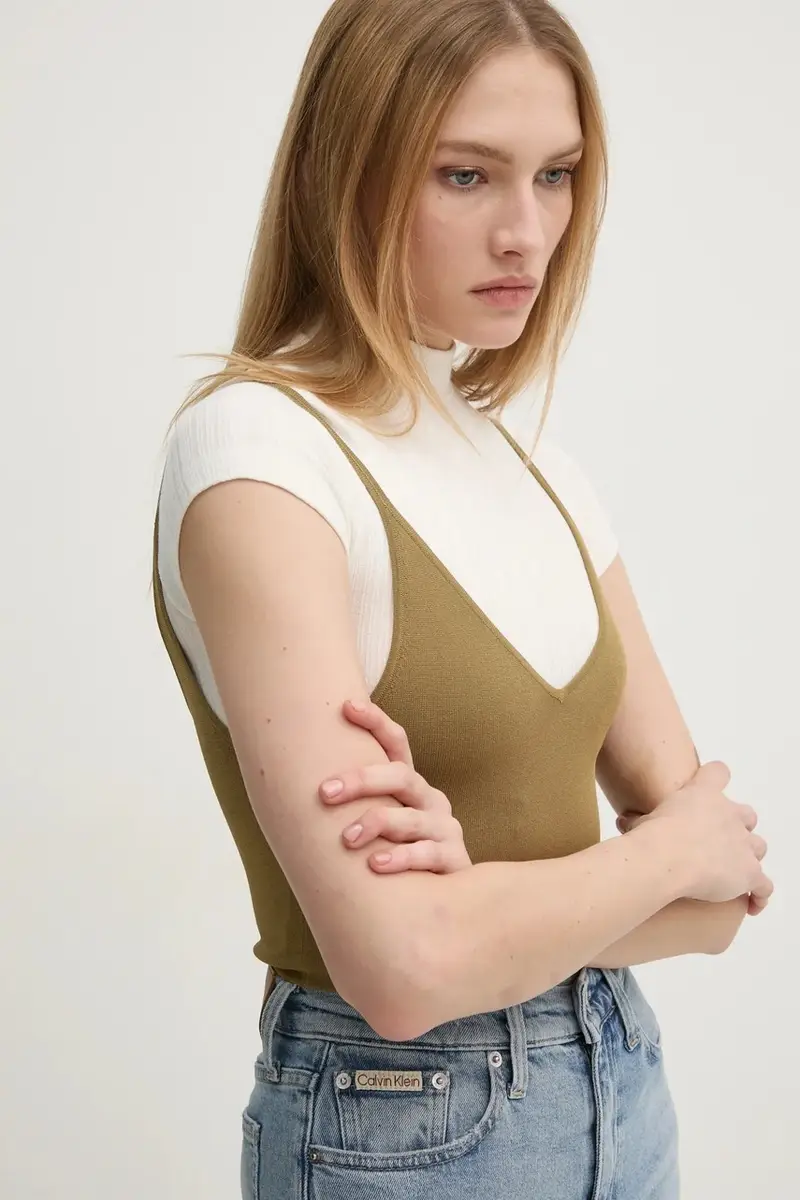 Calvin Klein Jeans Top Donna Verde 3349454 miniatura 4