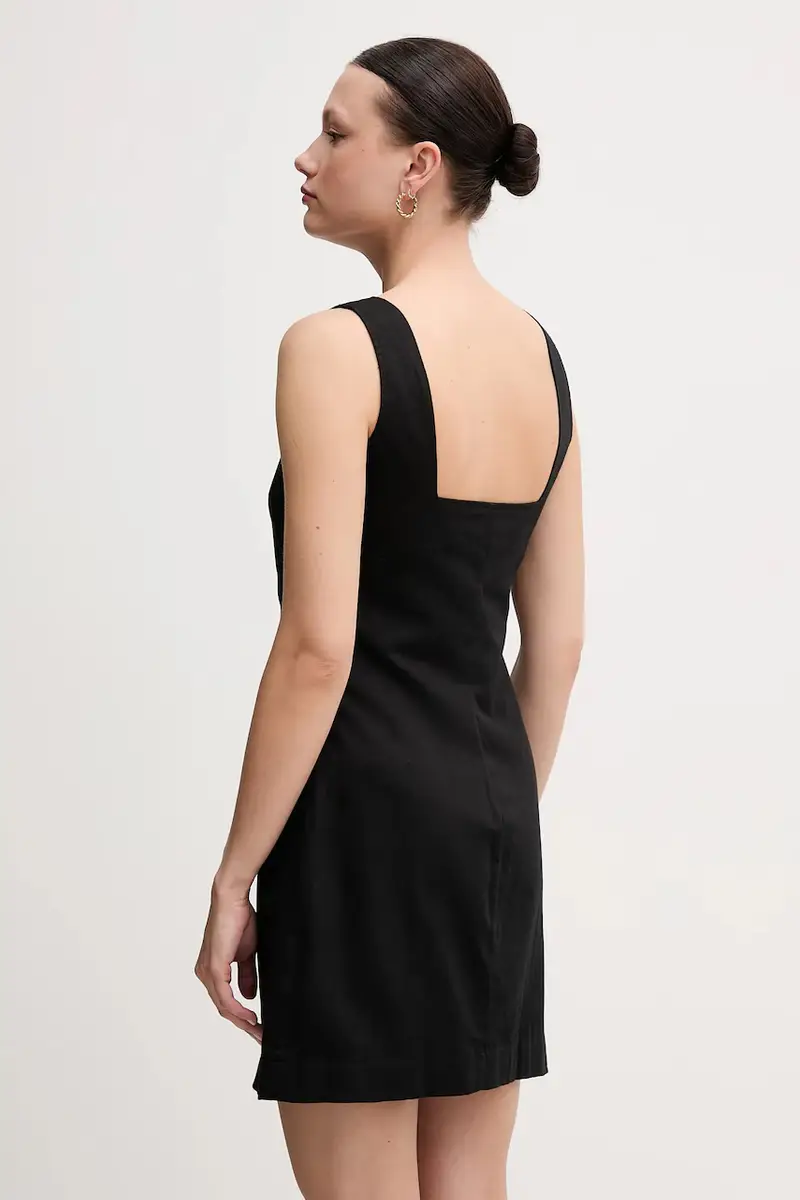 vestito con aggiunta di lino Nero miniatura 3