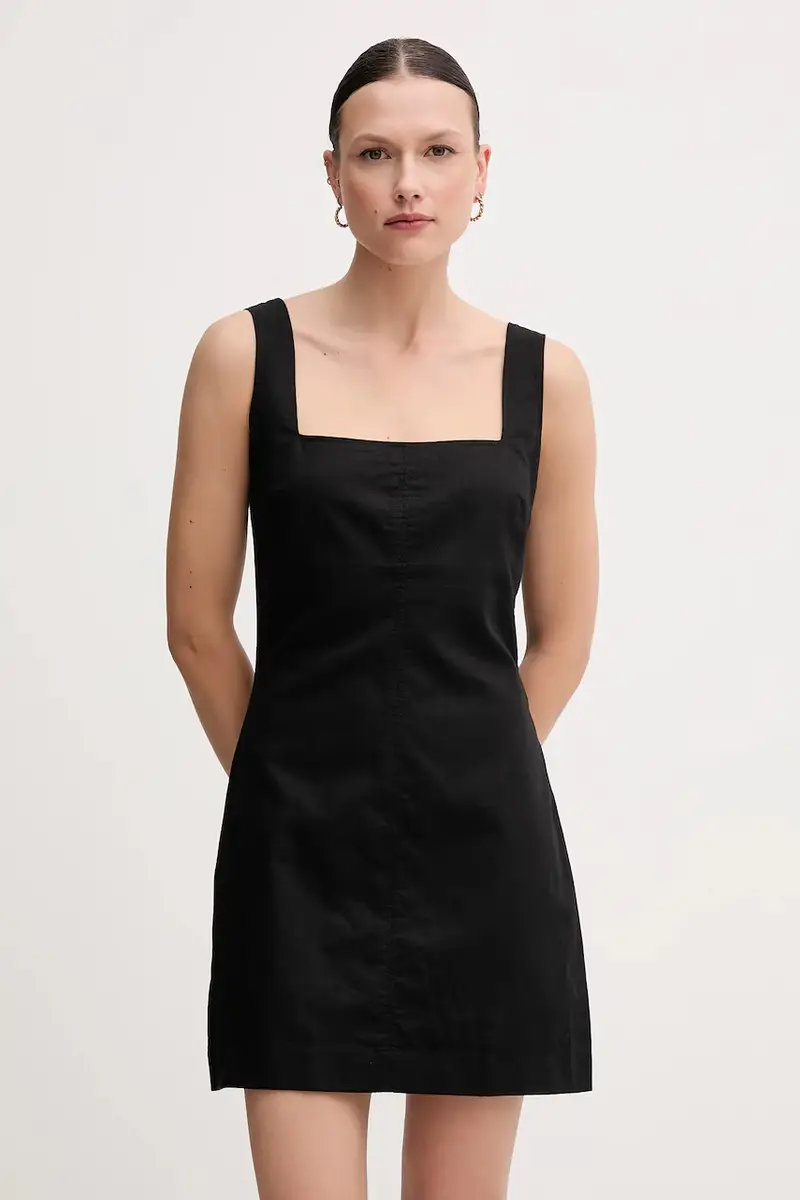 vestito con aggiunta di lino Nero