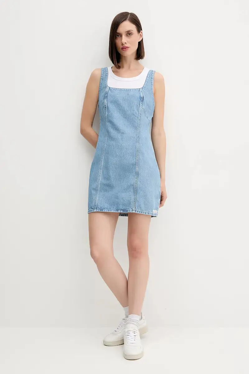 vestito di jeans colore blu LV047C714G miniatura 2