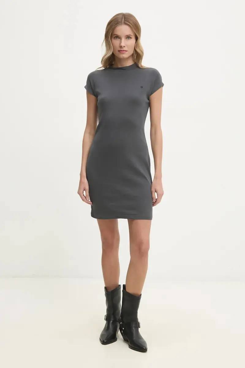 vestito in cotone colore grigio J20J224838 miniatura 2