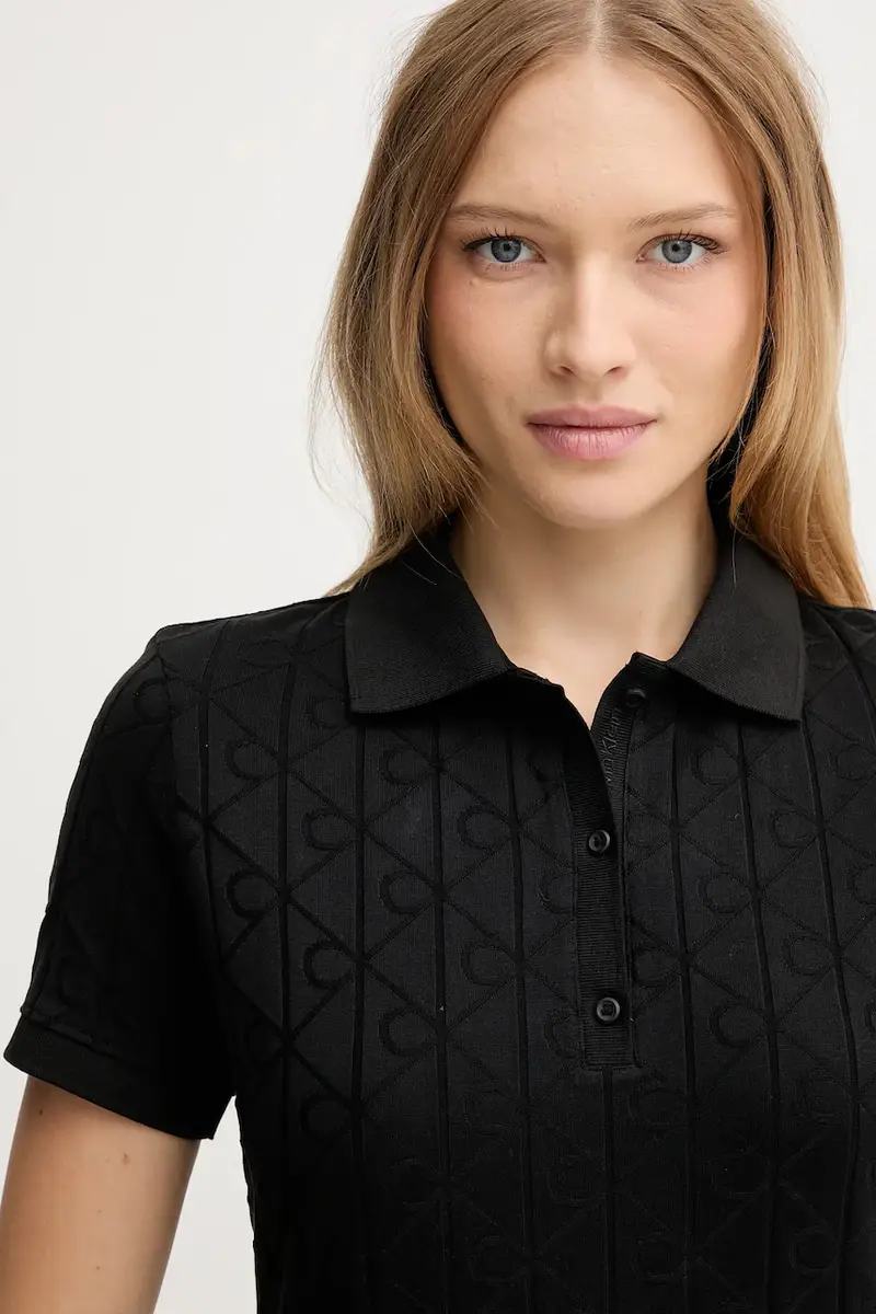 vestito in cotone colore nero LV044D208G miniatura 4