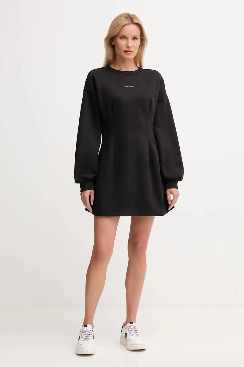 vestito in cotone colore nero LV047D227G miniatura 2