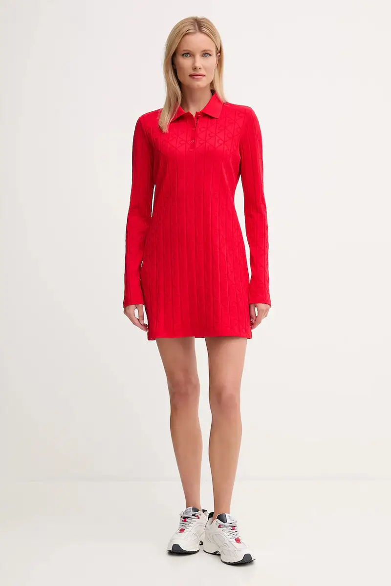 vestito in cotone colore rosso LV047D228G miniatura 2