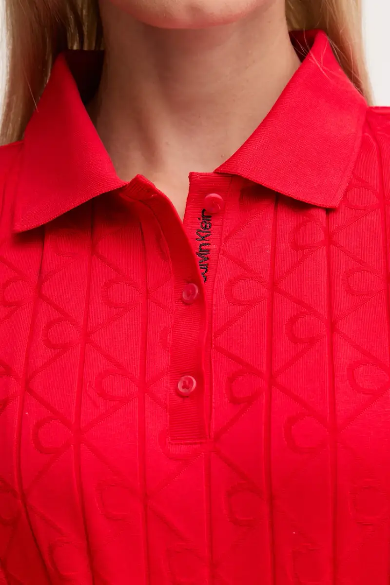 vestito in cotone colore rosso LV047D228G miniatura 5