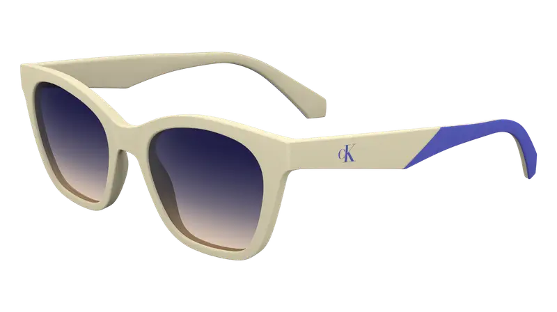 Calvin Klein Junior CKJ24303S 100 Occhiali da sole Bio-iniettato Avorio Blu Squadrata Normale Sfumato