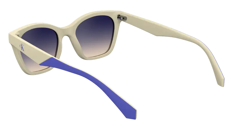 Calvin Klein Junior CKJ24303S 100 Occhiali da sole Bio-iniettato Avorio Blu Squadrata Normale Sfumato miniatura 2