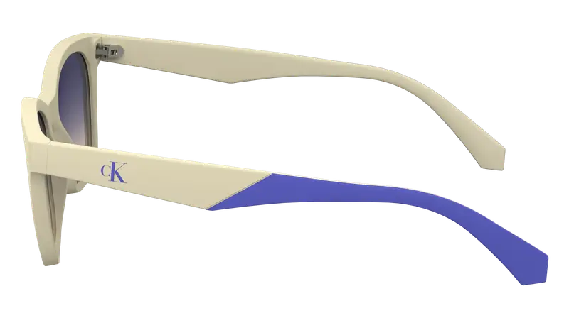Calvin Klein Junior CKJ24303S 100 Occhiali da sole Bio-iniettato Avorio Blu Squadrata Normale Sfumato miniatura 3