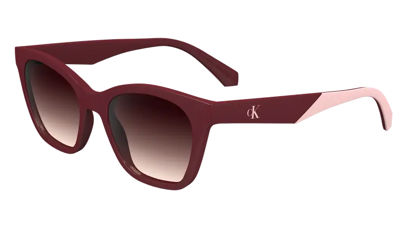 Calvin Klein Junior CKJ24303S 605 Occhiali da sole Bio-iniettato Bordeaux Marrone Squadrata Normale Sfumato
