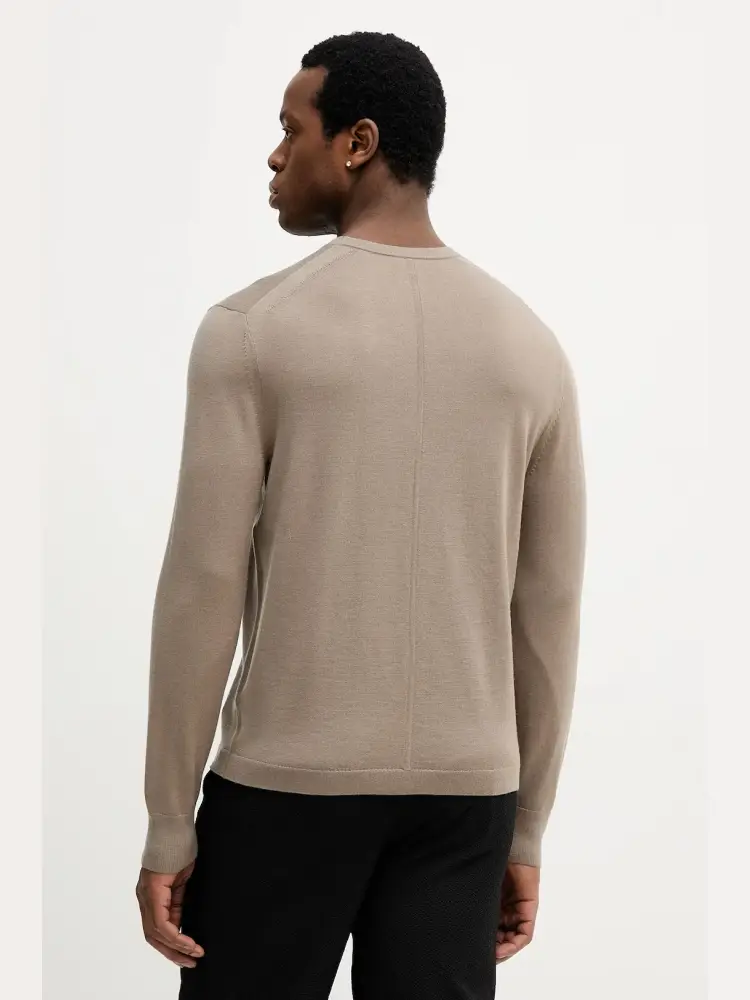 maglia beige uomo in lana mini logo sul petto miniatura 2