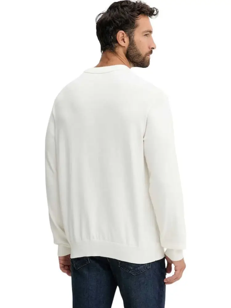 maglia bianca uomo in cotone mini logo sul petto miniatura 2