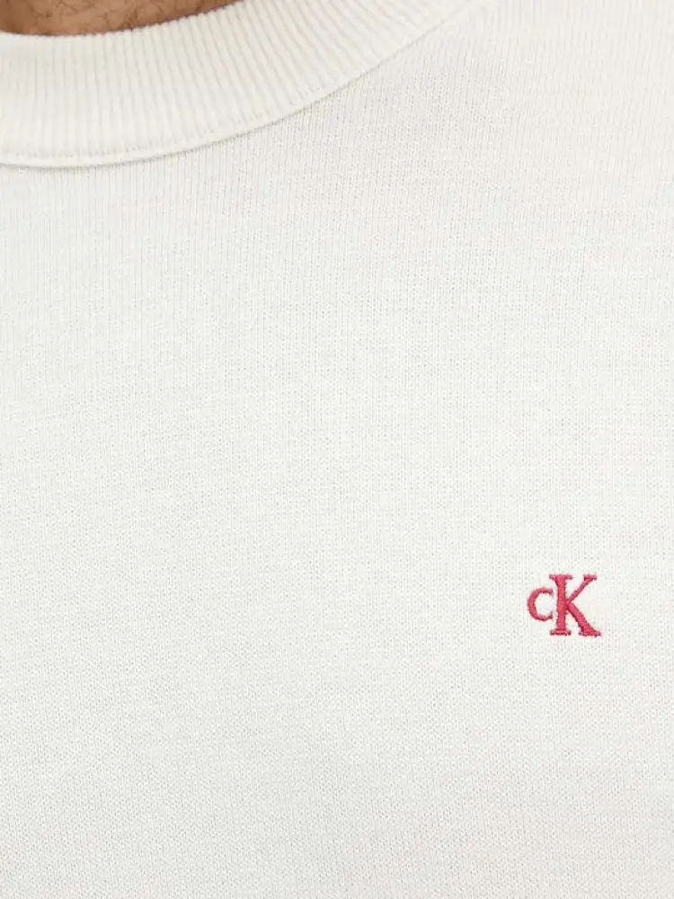 maglia bianca uomo in cotone mini logo sul petto miniatura 3