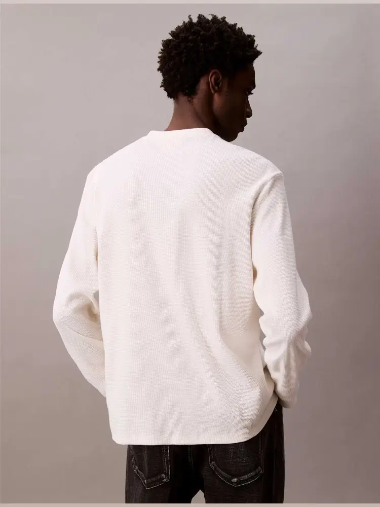 maglia bianca uomo in cotone patch logo sul petto miniatura 2