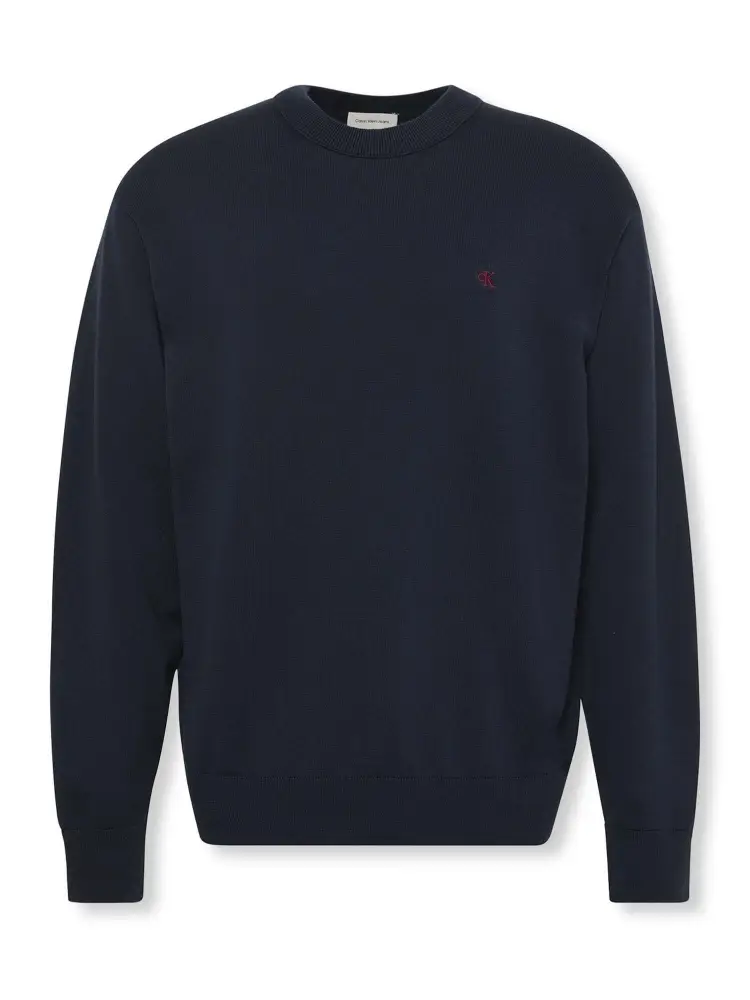 maglia blu navy uomo in cotone micro logo sul petto miniatura 2